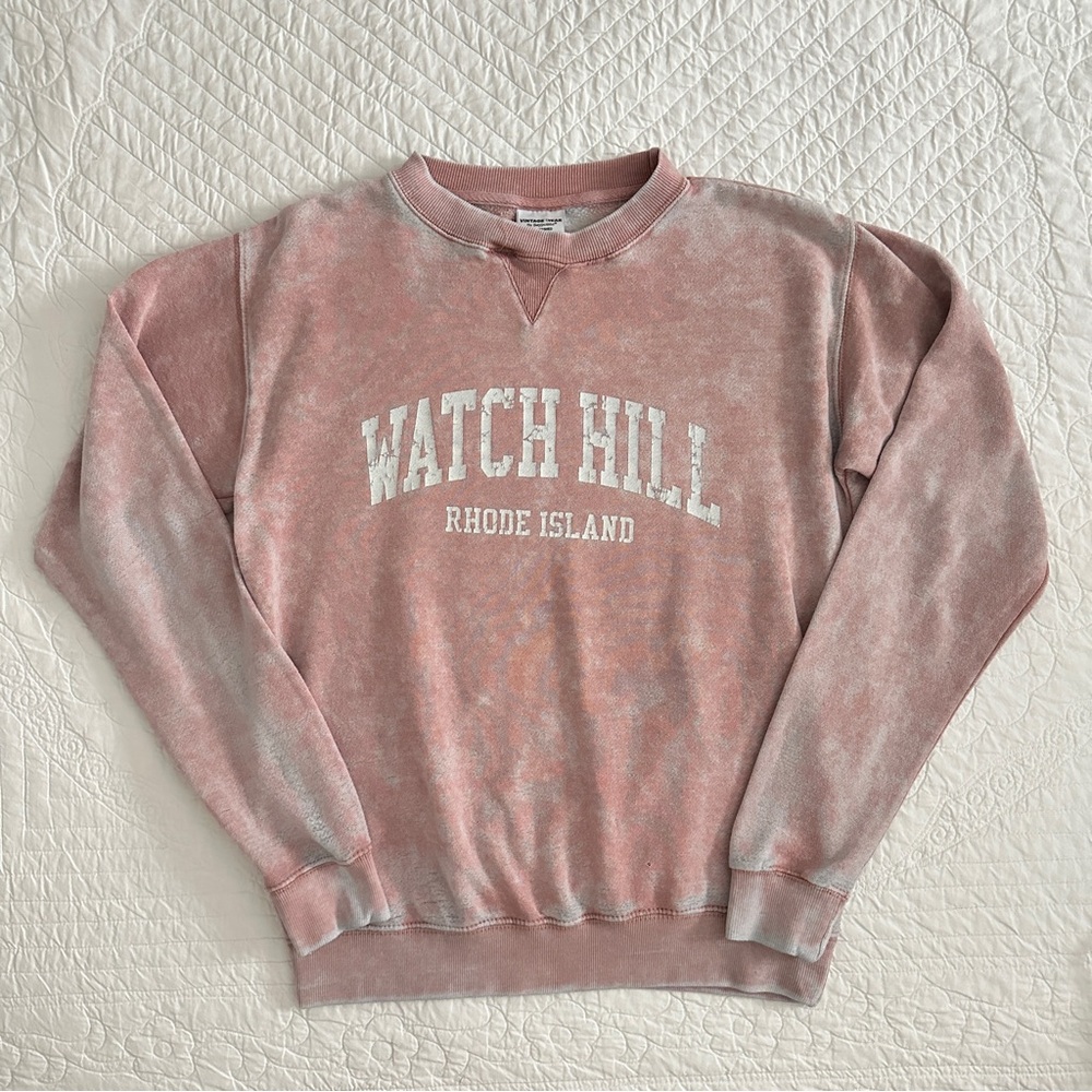 Baypointe Vintage Wear Watch Hill RI Burn Washed Pink Sweatshirt Crewneck Small